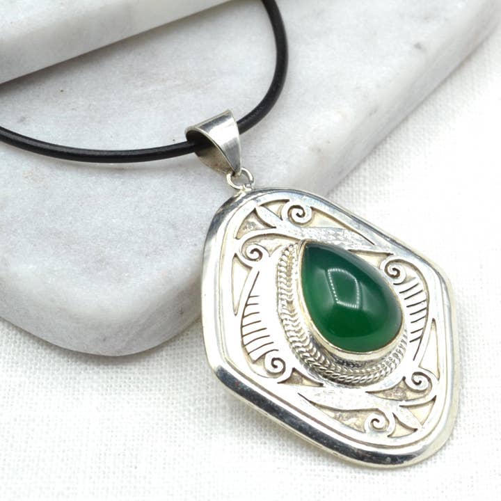 Verdant Teardrop Pendant for wholesale by Didi Bahini Fair Trade