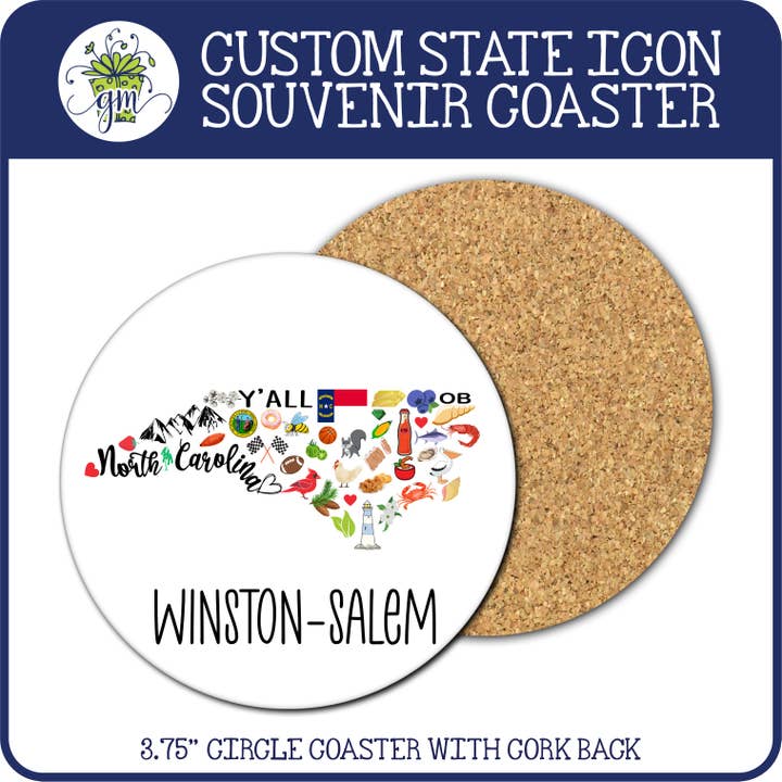 Giftable Memories - Wholesale Coasters - CUSTOM State Icons & Town Souvenir Gift Coaster1