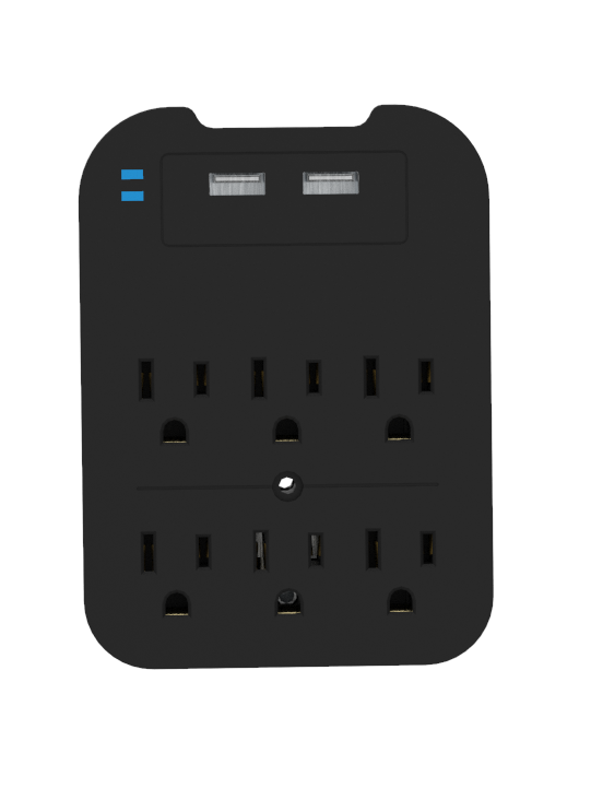 LAX Gadgets - Wholesale Portable Charger - Charge Surge Protector, 6 Outlets/2 USB Ports - Retail Pack17