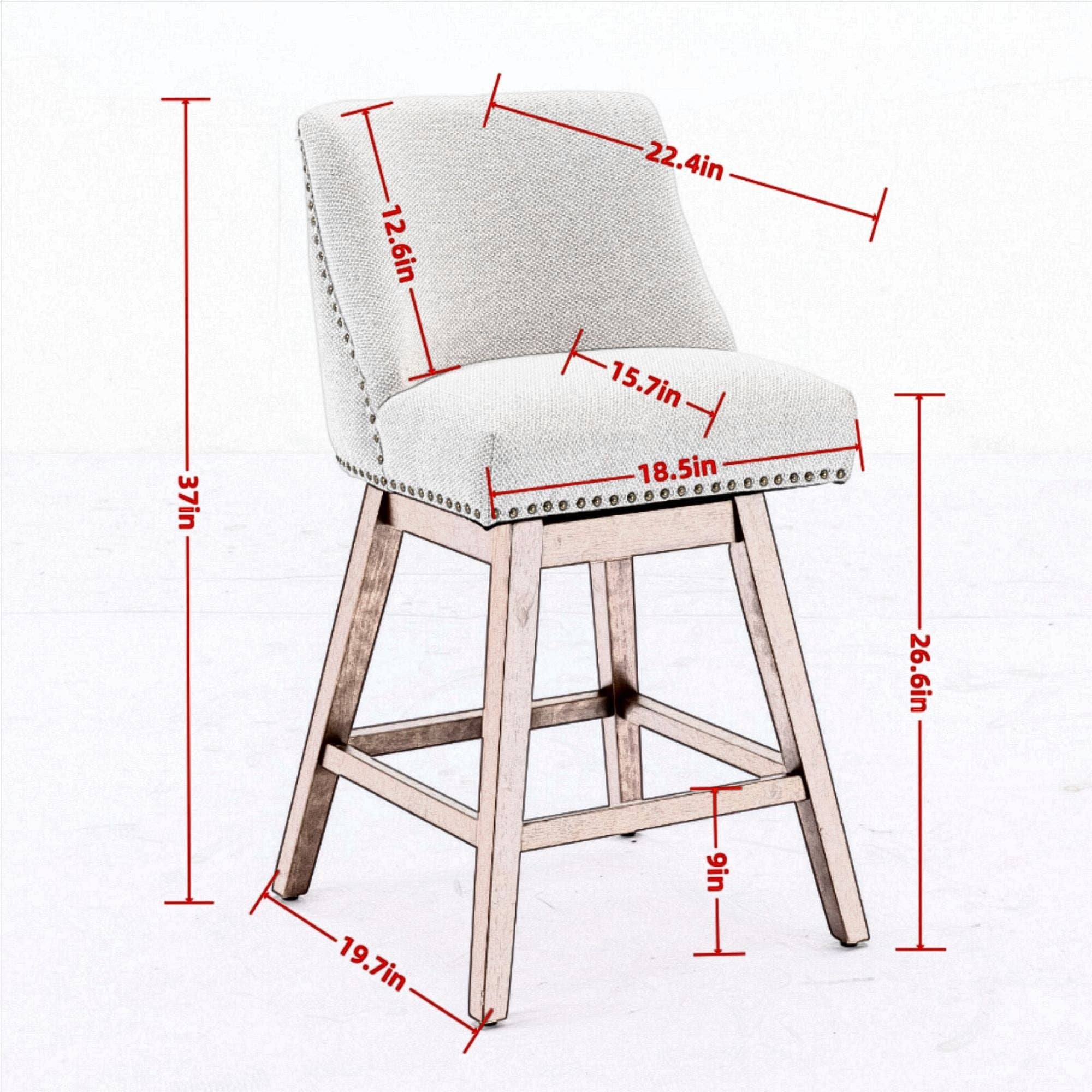 HOMYCASA DESIGN INC - Wholesale Stool - Swivel Bar Stools Set Ivory Fabric 26 Inch Height5