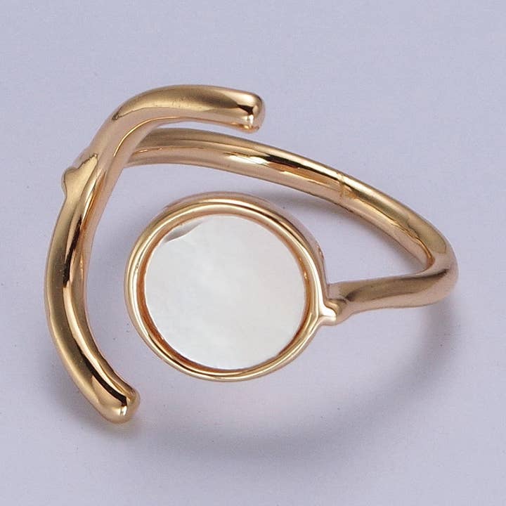 Geometric Crescent Round Shell Pearl Adjustable Gold Ring and other Purchase Wholesale shell ring. Free Returns & Net 60 Terms on Faire trending on Faire.