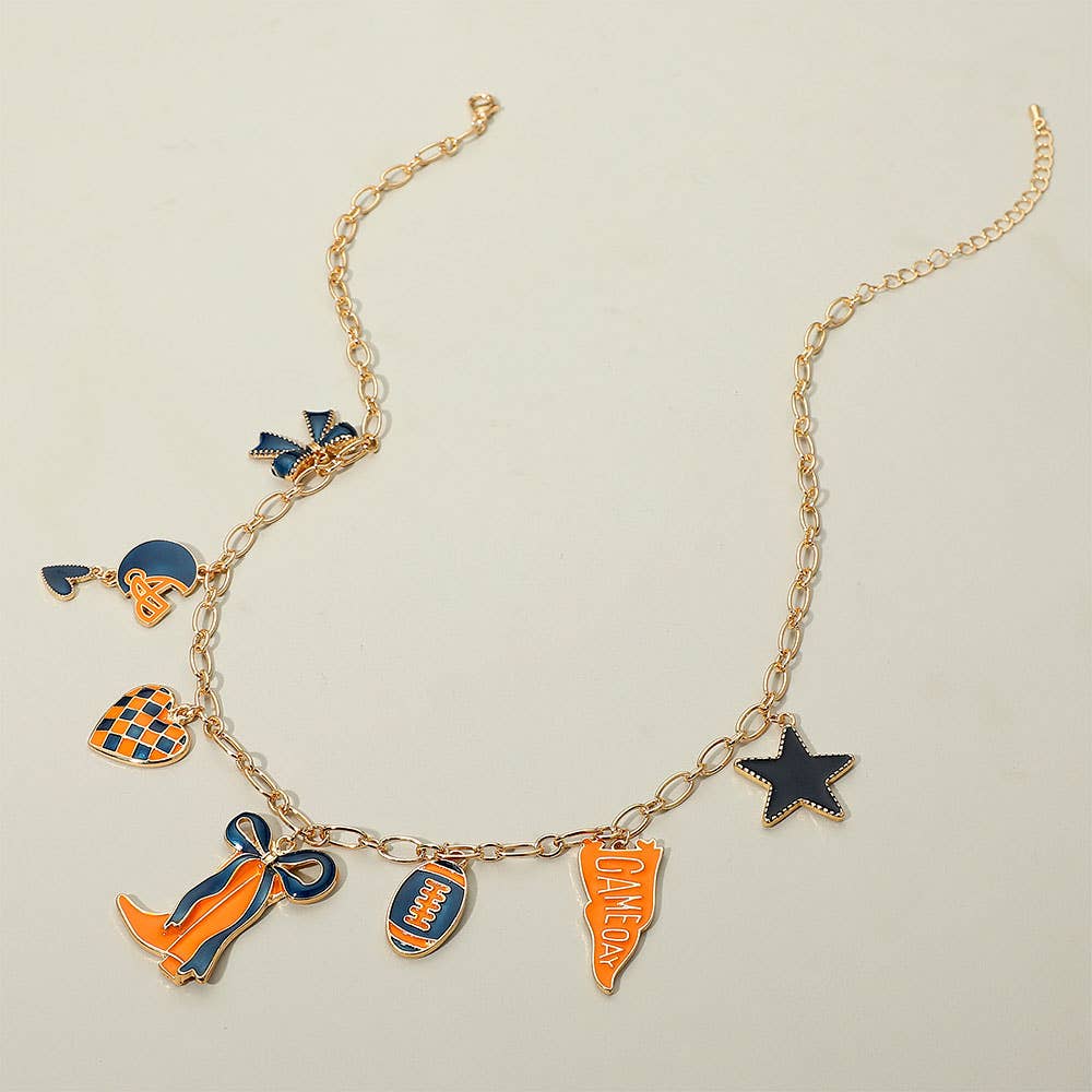 Sensibling Corp. - Wholesale Pendant/Charm Necklace - Game Day Football Theme Charm Station Necklace4