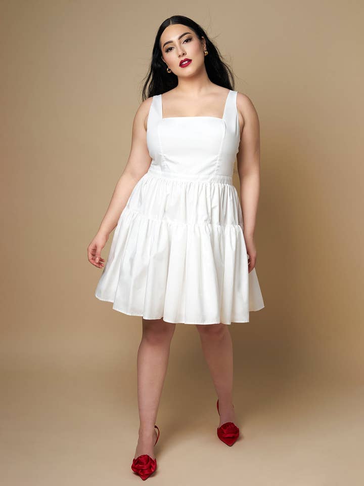 White Peony Corset Mini Skater Dress for wholesale on Faire