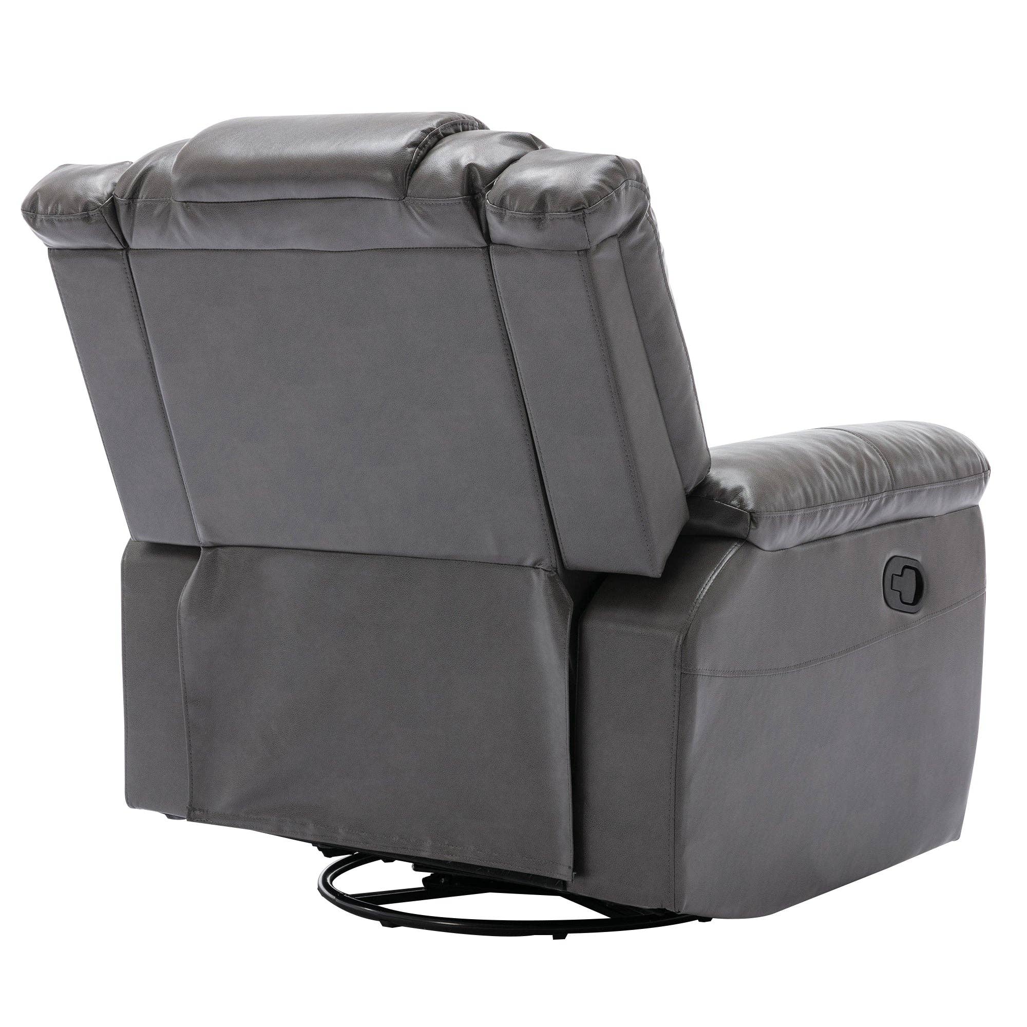 Orange County Decor - Wholesale Chair - 360 Swivel And Rocking Home Theater Recliner Manual Recliner Chair With Wide Armrest For Living Room,Bedroom, Grey Grey Foam Pu26