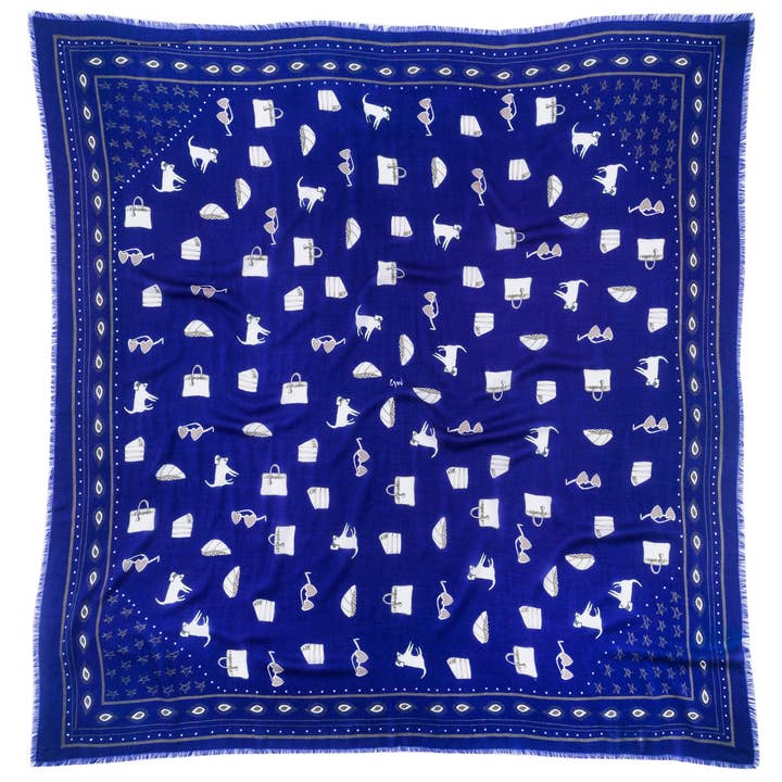 Bandana CJW gigante de lana azul marino para venta al por mayor de cjw