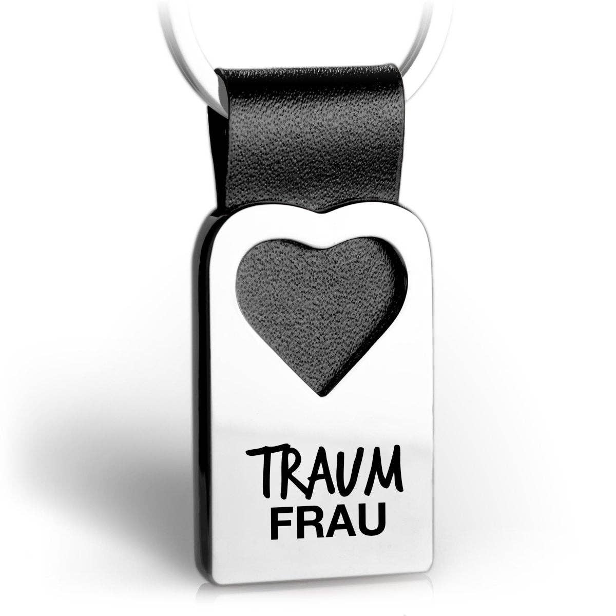 FABACH – Die Schlüsselanhänger-Schmiede - Vente Porte-clés – unisexe - Porte-clés « Traumfrau » en forme de cœur avec gravure sur cuir0