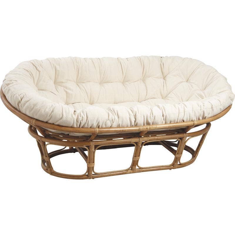 Aubry Gaspard - Vendita all'ingrosso Sedie - Divano Papasan in rattan con cuscino spesso0