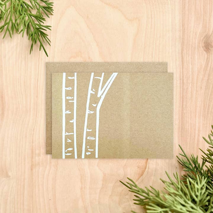 Wenskaart met berkenboomstam | Kraft White voor wholesale door Printworthy