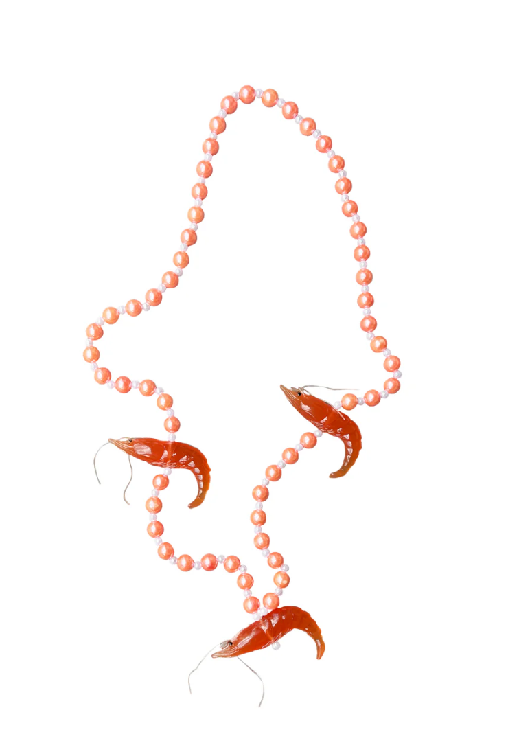 Mardi Gras Creations – Großhandel Perlenkette – Spezielle Perlen aus gekochten Garnelen, Trio auf Pfirsichrosa und Perlen0
