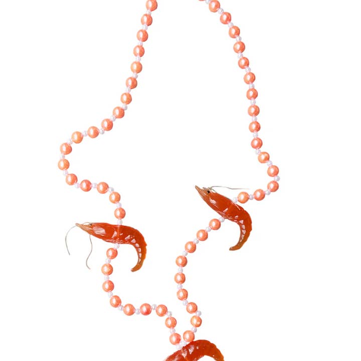 Mardi Gras Creations – Großhandel Perlenkette – Spezielle Perlen aus gekochten Garnelen, Trio auf Pfirsichrosa und Perlen0