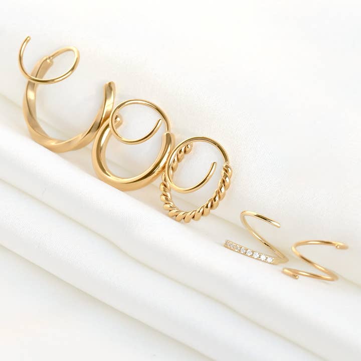 Blueyejewelry – wholesale Hoop earrings – Gold Spiral Hoop Earrings - Waterproof Twist Earrings 1