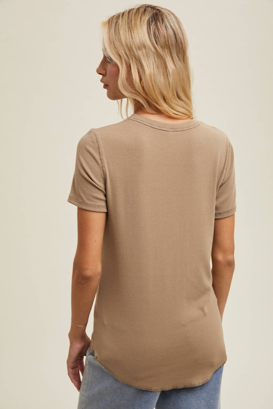 Wishlist Apparel – T-shirt – Mulher por atacado – Camiseta básica canelada de malha / WL18-171435