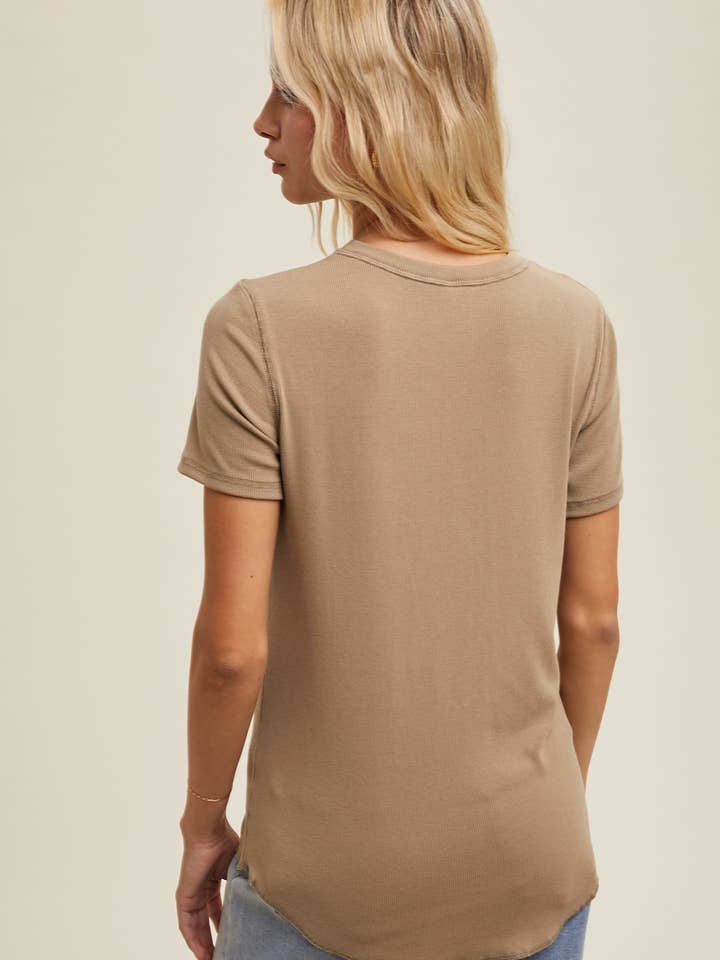 Wishlist Apparel - Wholesale T-Shirt - Women's - RIBBED KNIT BASIC T-SHIRT / WL18-171423