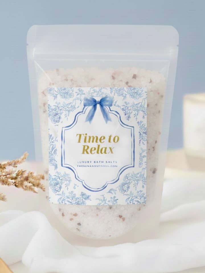 Time to Relax Himalayan Soak Bath Salts Gift⎜Lavender Scent for wholesale by The Sun & My Soul Bath Bomb Soak Wellness Gifts