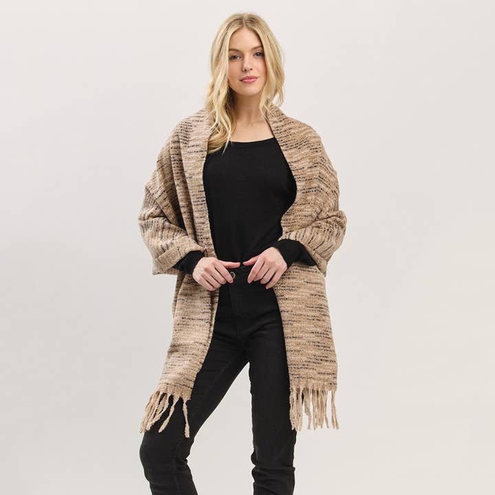 Anarchy Street - Wholesale Scarf - Women's - Soft Multi Tone Fringe Oblong Scarf