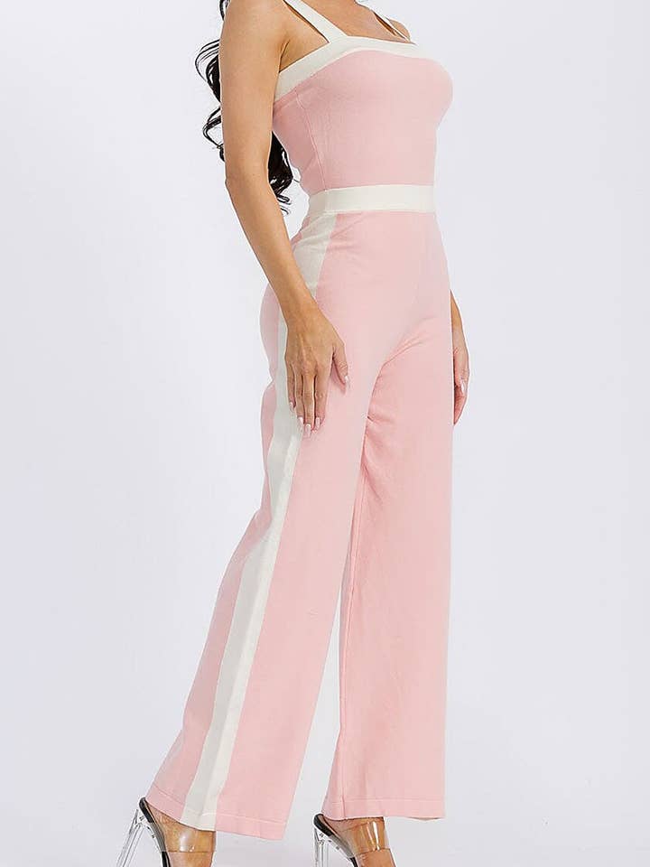 SLEEVELESS COLORBLOCK WIDE LEG JUMPSUIT for wholesale by ROUSSEAU