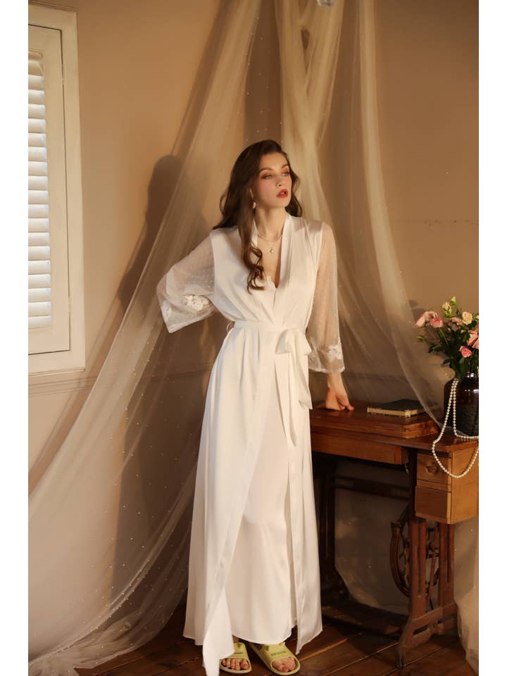 Sweetkama - Wholesale Robe – Women's - Lace Night Gown, Silk Robes,Bridal Party Robes,with babydoll5