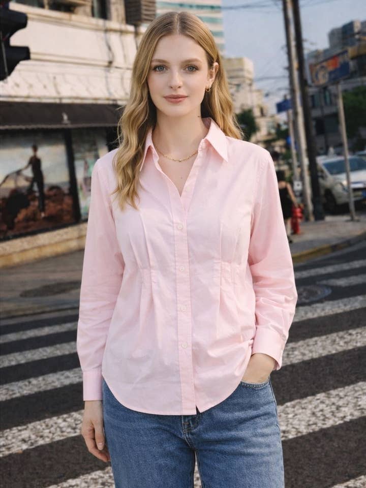 Mellemlang plisseret skjorte i taljen for engroshandel hos Orice