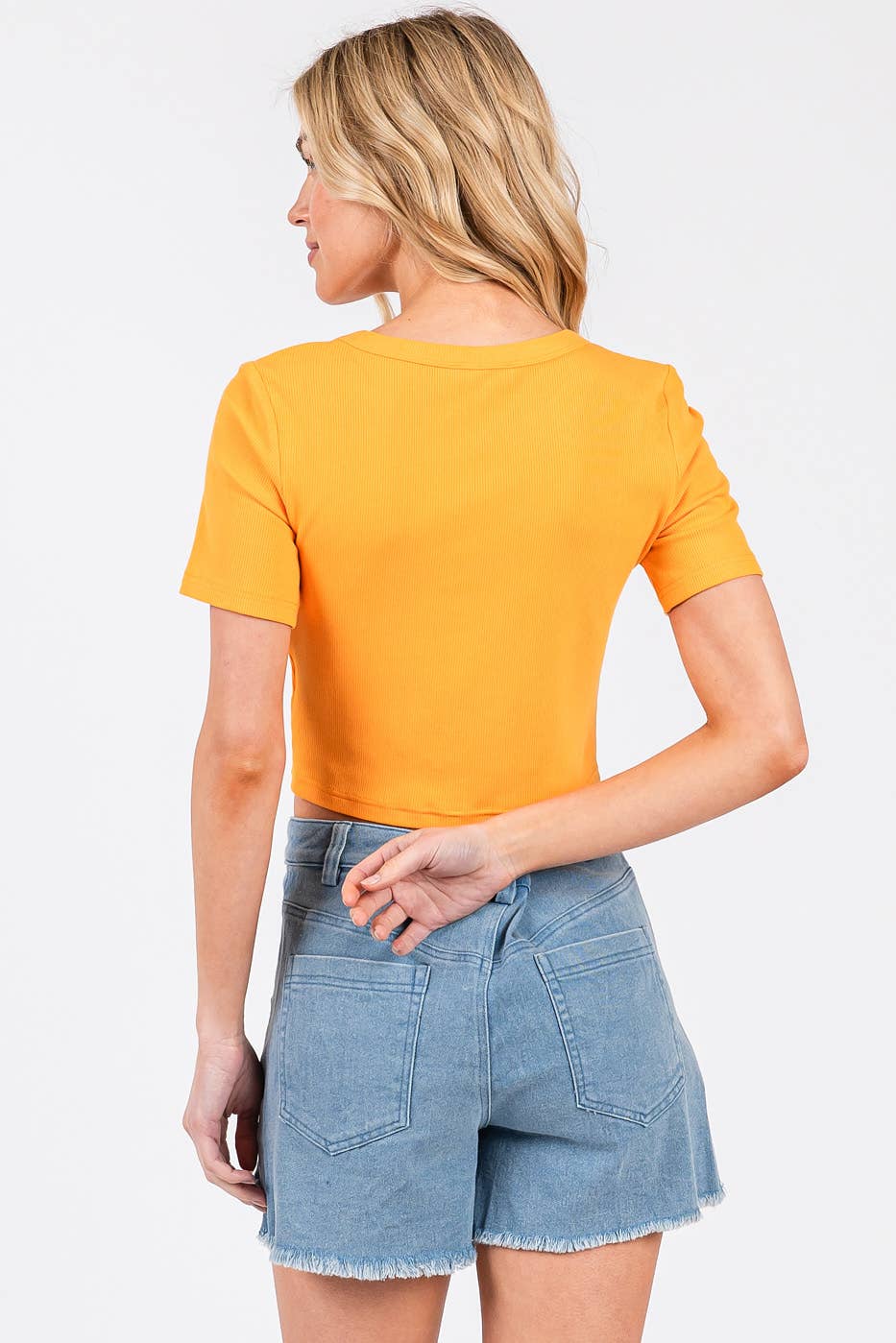 mittoshop - Wholesale Knit Top - Women's - RIBBED ROUND NECK SHORT SLEEVE BASIC CROP TEE24