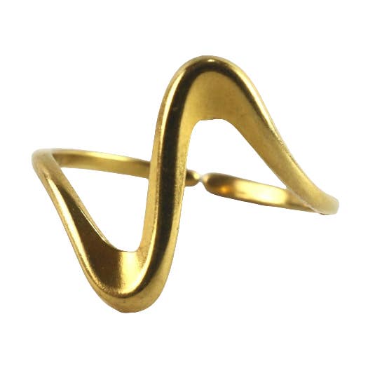 Dames Wave Ring – 18K Vergulde Roestvrijstalen Ring Gouden Ring voor wholesale door Positiva Jewelry