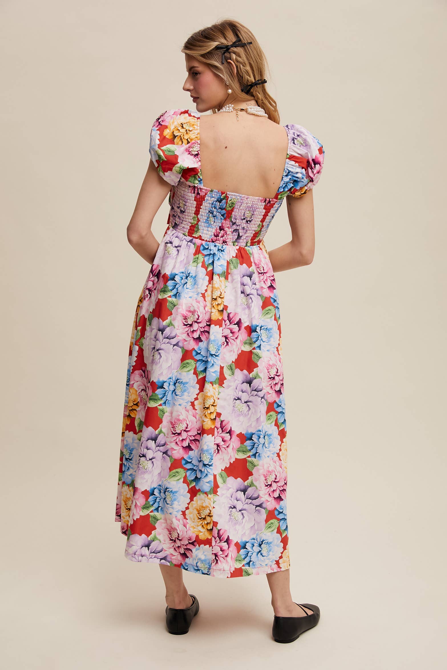 Listicle - Vendita all'ingrosso Vestito - Donna - Abito romantico a fiori con maniche a sbuffo19