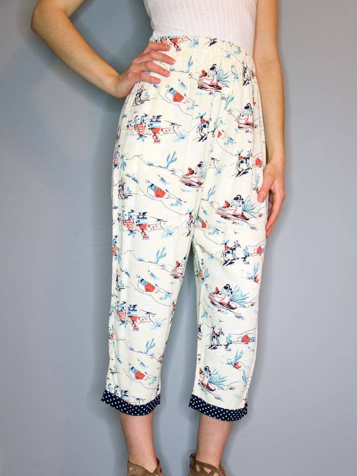 Crop Pants - Yellow Mexico Motif for wholesale by Marla Duran