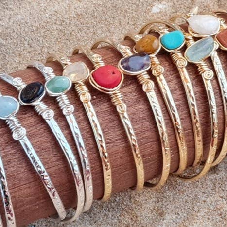 Handcrafted Natural Stone Jewelry in Solid Copper with Silver & Gold Plating for wholesale by Shemo