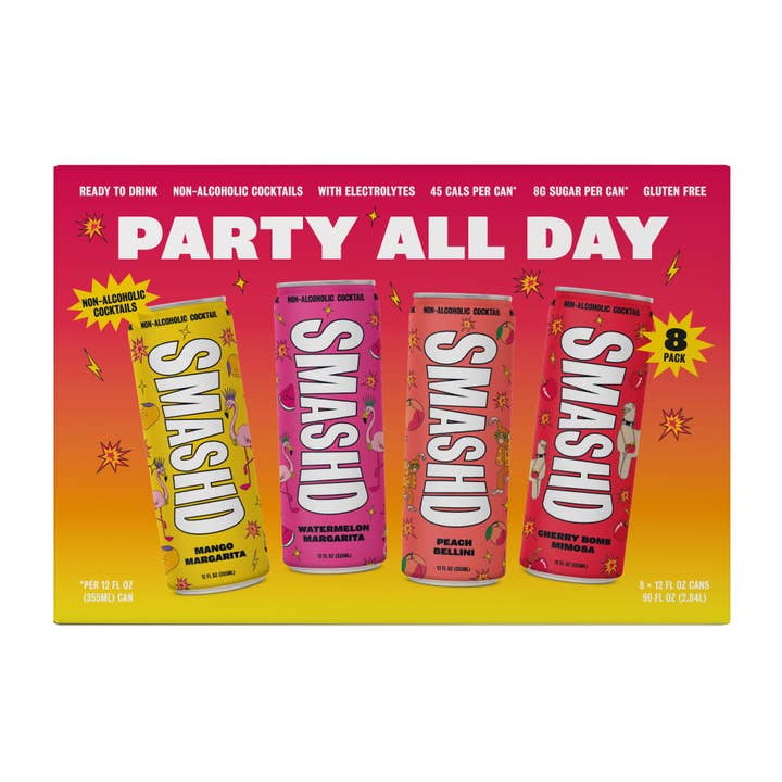 Party All Day 8 Pack for wholesale by SMASHD Non-Alcoholic cocktails