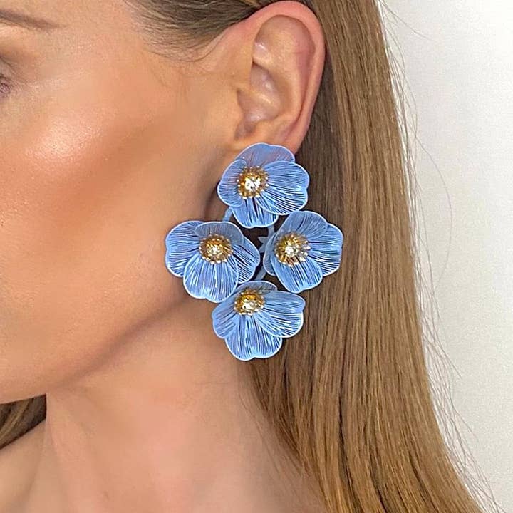 Nicholls Jewellery - Wholesale Dangle earrings - Large Statement Oh Baby Blue Earrings