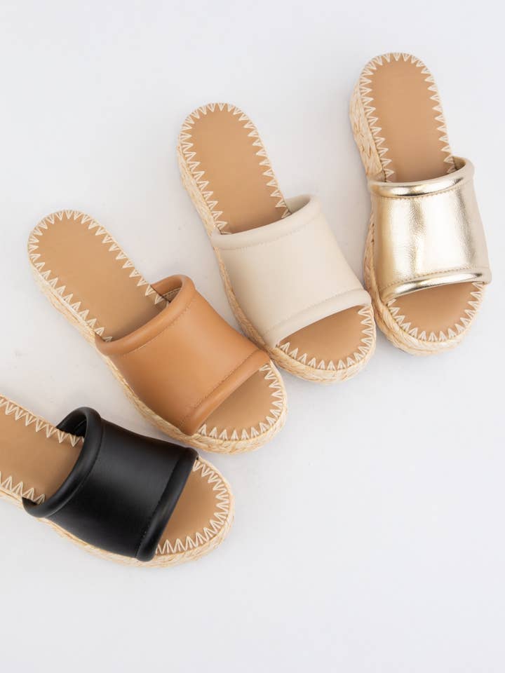 CCOCCI - Wholesale Platform Heels - Women's - MONTE CHUNKY PLATFORM RAFFIA HEEL SLIP ON WEDGE