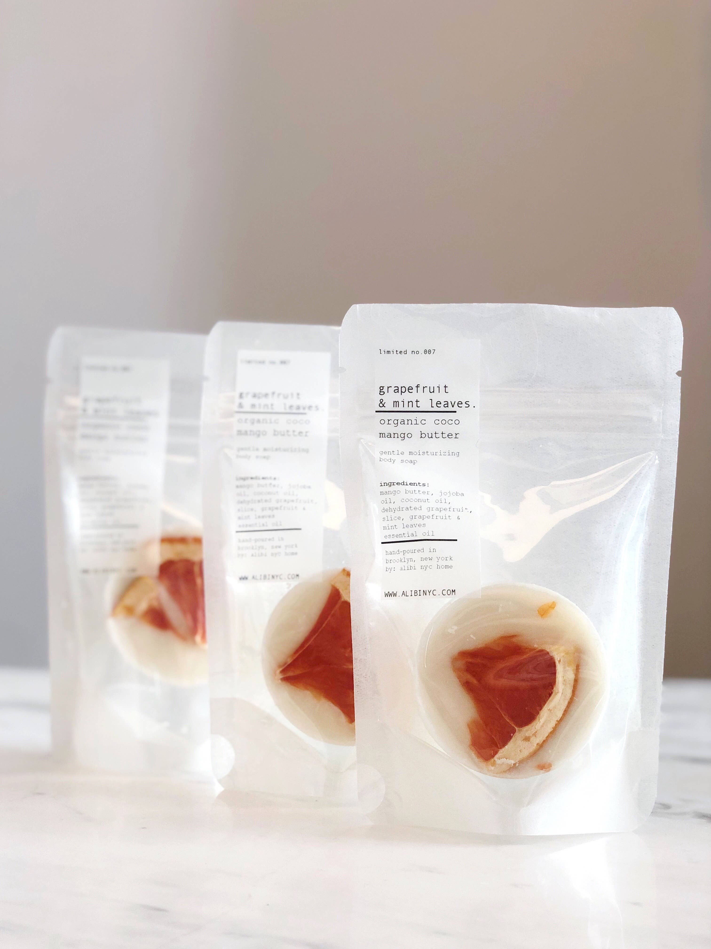 ALIBI NYC - Wholesale Bar Soap - GRAPEFRUIT + MINT LEAVES ORGANIC COCO MANGO BUTTER SOAP2