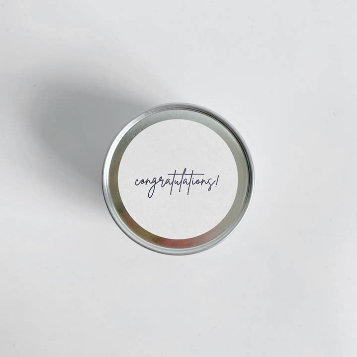 hobo + co. candles - Wholesale Travel Candles - 'Congratulations' Scented Soy Travel Tin Candle
