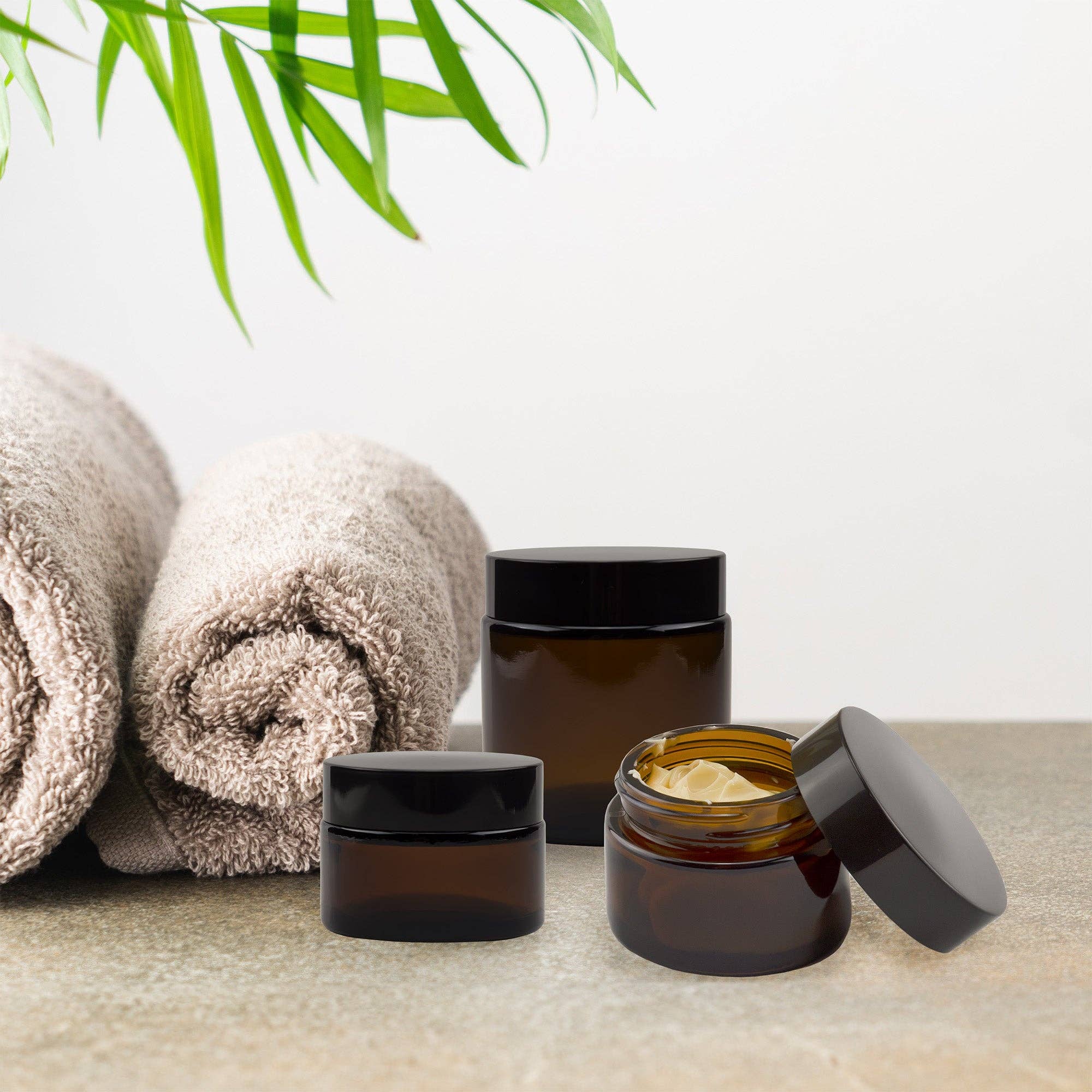 Kurated Korner - Wholesale Jar - Cornucopia 1, 2 & 4oz Amber Glass Jars (Combo 12pk)0