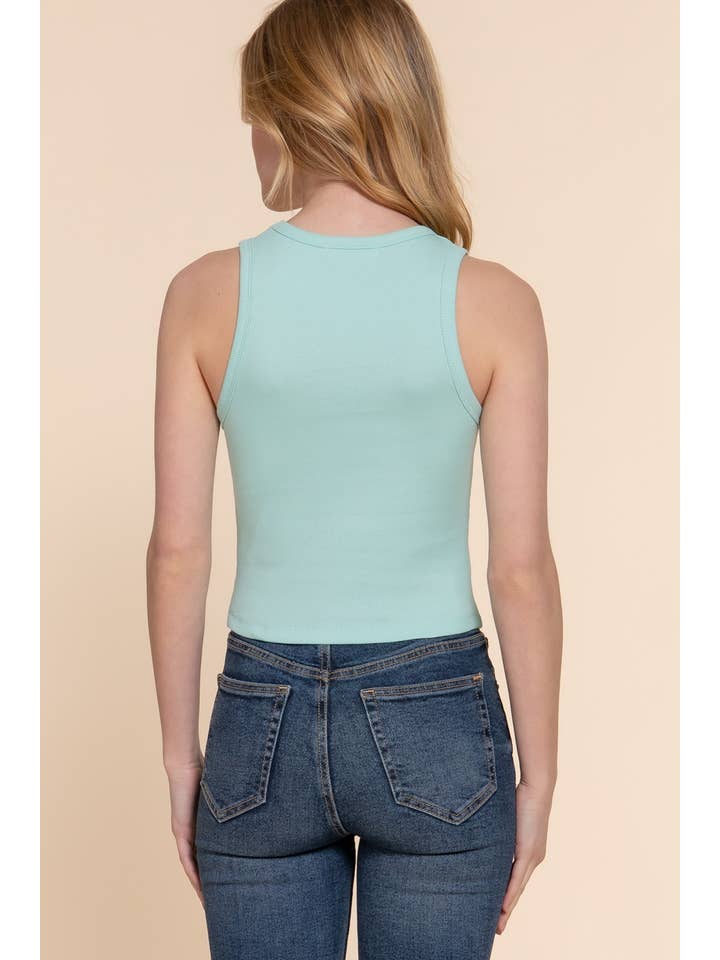 Active Basic | Active USA - Venta al por mayor Camiseta sin mangas - Mujer - Top sin mangas de punto acanalado de algodón y spandex con cuello redondo24
