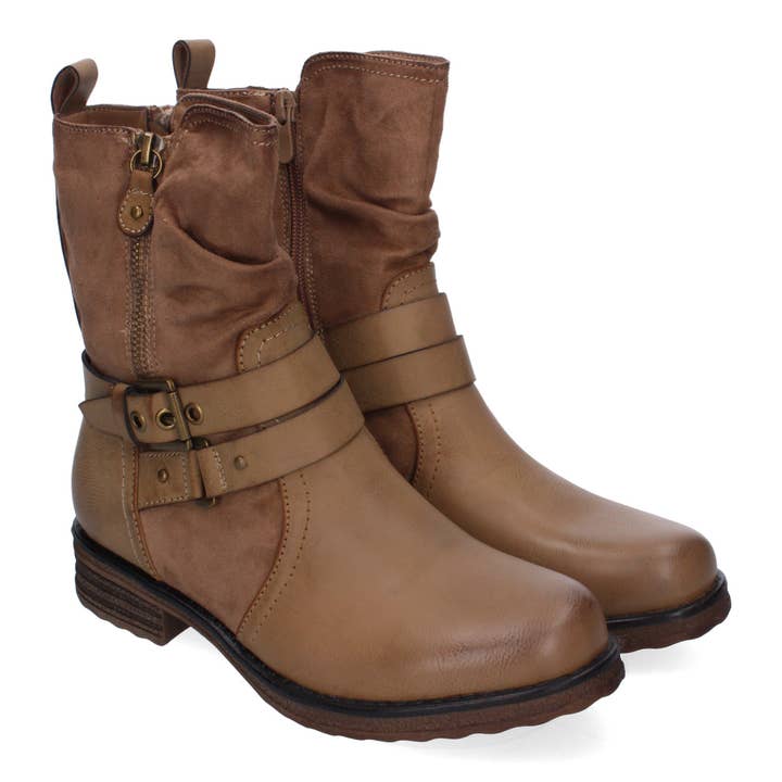 Brideluxe Mayorista - Wholesale Boots - Women's - Elegant Women's Boots with Buckles, Decorative Straps, and Side Zipper