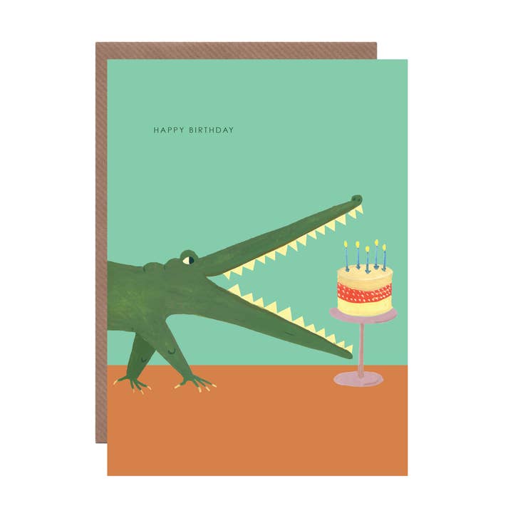Hutch Cassidy (Greetings Cards and Paper Goods) - Wholesale Birthday Card - 'Crocodile Birthday Cake' Birthday Greetings Card