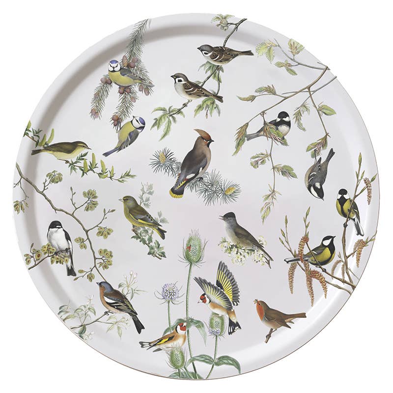 Koustrupco - Wholesale Serving Tray - Garden birds birch veneer serving tray-Ø38 Made in Europe1