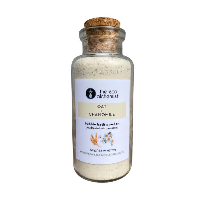 Poudre pour bain moussant à l'avoine et à la camomille pour la vente par The Eco Alchemist