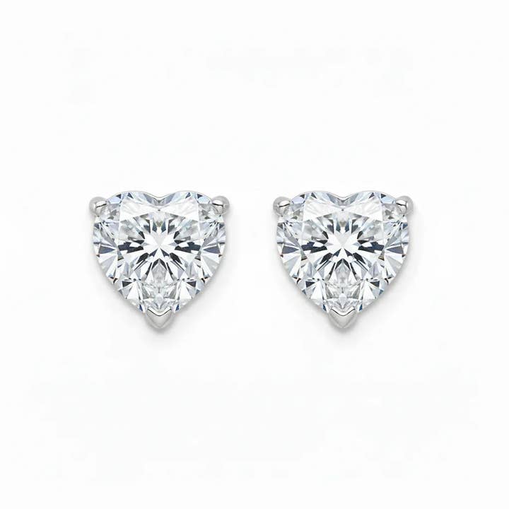 IGI Certified Heart Lab Grown Diamond Solitaire Stud Earrings White Gold for wholesale by Fine Diamond