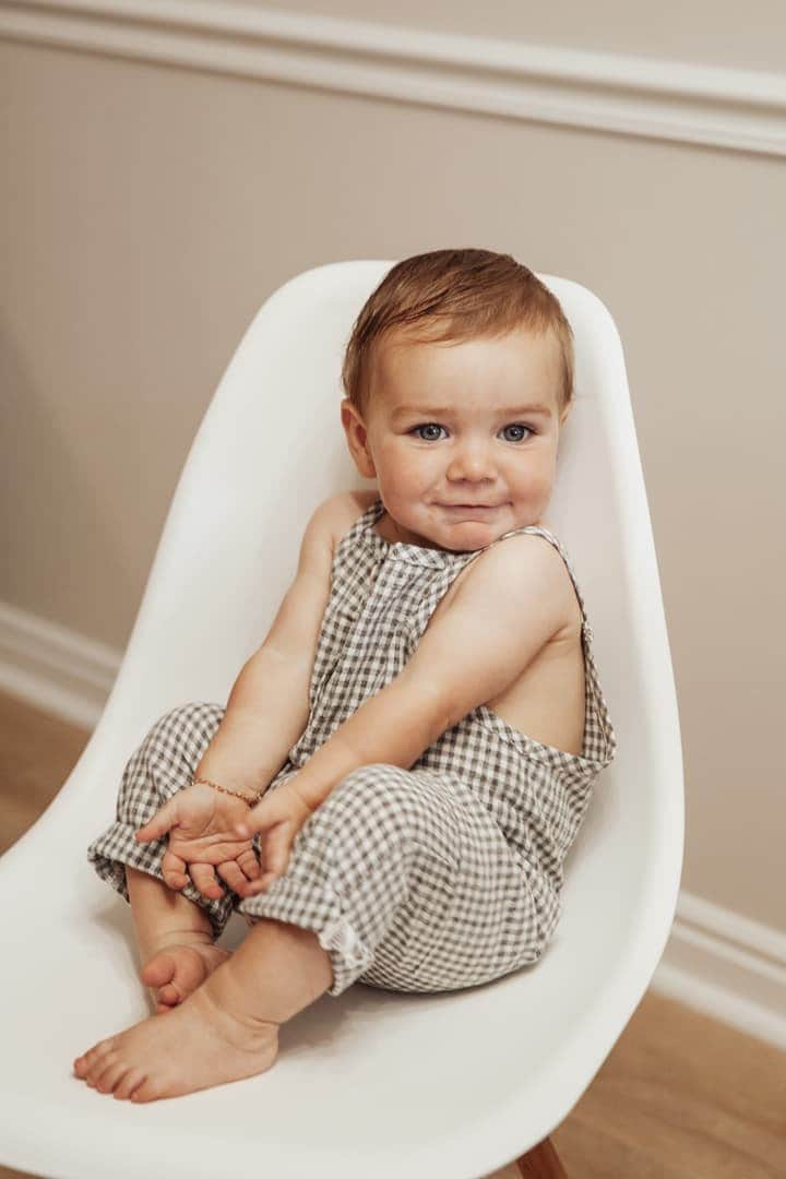 OLIVE & CRADLE - Wholesale Jumpsuit - Baby - Atticus Gingham Cotton Romper2