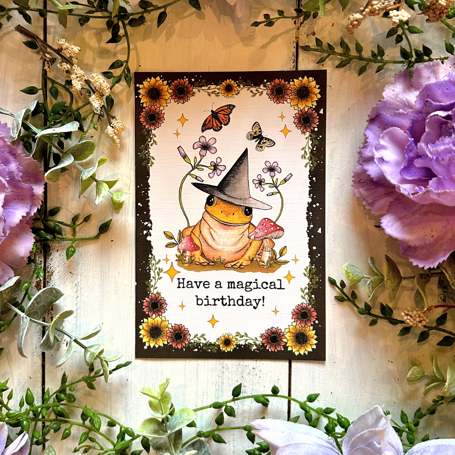 NOMAD Moon Magic - Wholesale Birthday Card - 4x6 Witchy Frog and Mushroom Birthday Card, Handmade2