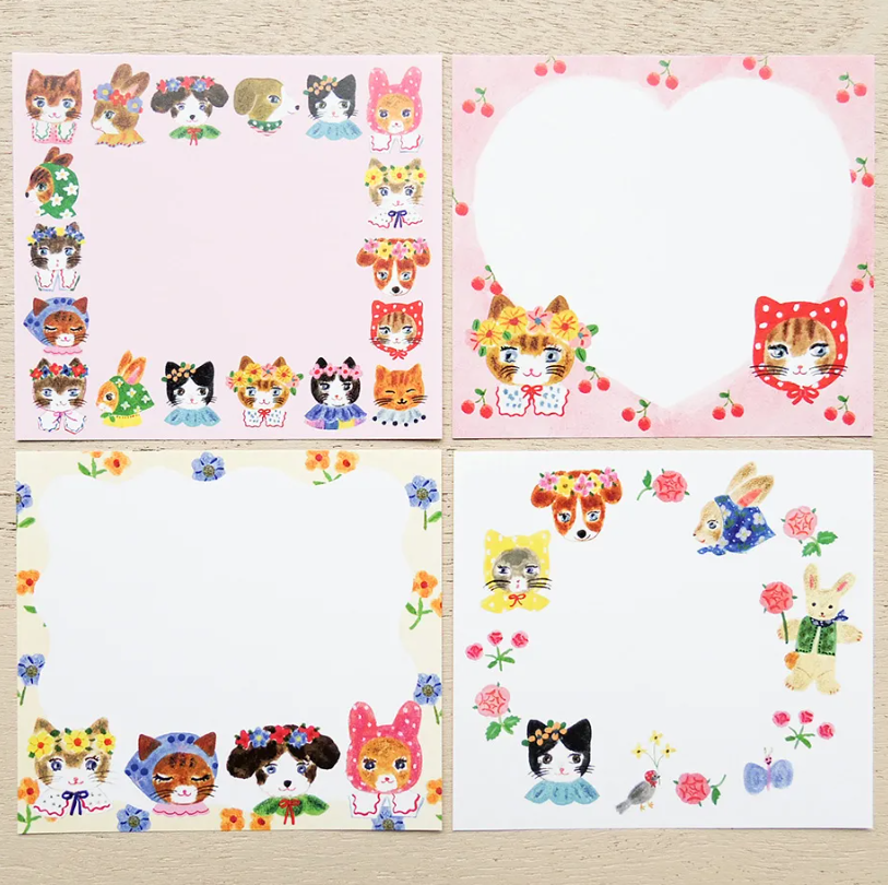 「FUNJI」In Japan - Wholesale Notepad - Aiko Fukawa Block Memo Pad | Niko Niko SMILE Animal Note Set1