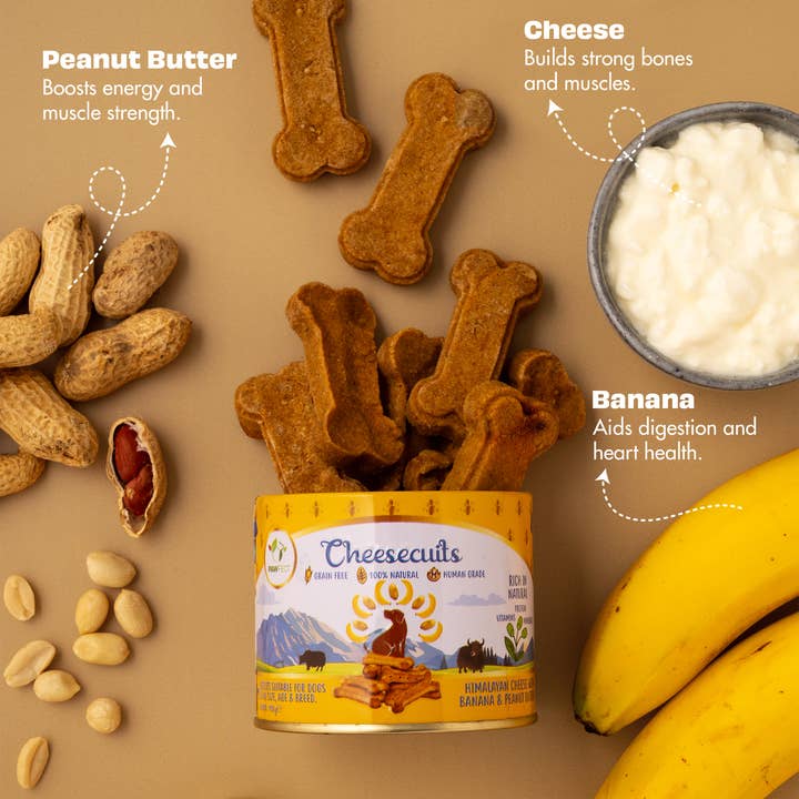 Pawfect Foods – wholesale Pet biscuits – Dog – Pawfect Cheesecuits | Cheese biscuits with Banana, Peanut Butter & Eggs for Dogs | All-natural training treats | High protein reward treats | Grain-free| Hypoallergenic (100g/3.53oz)2