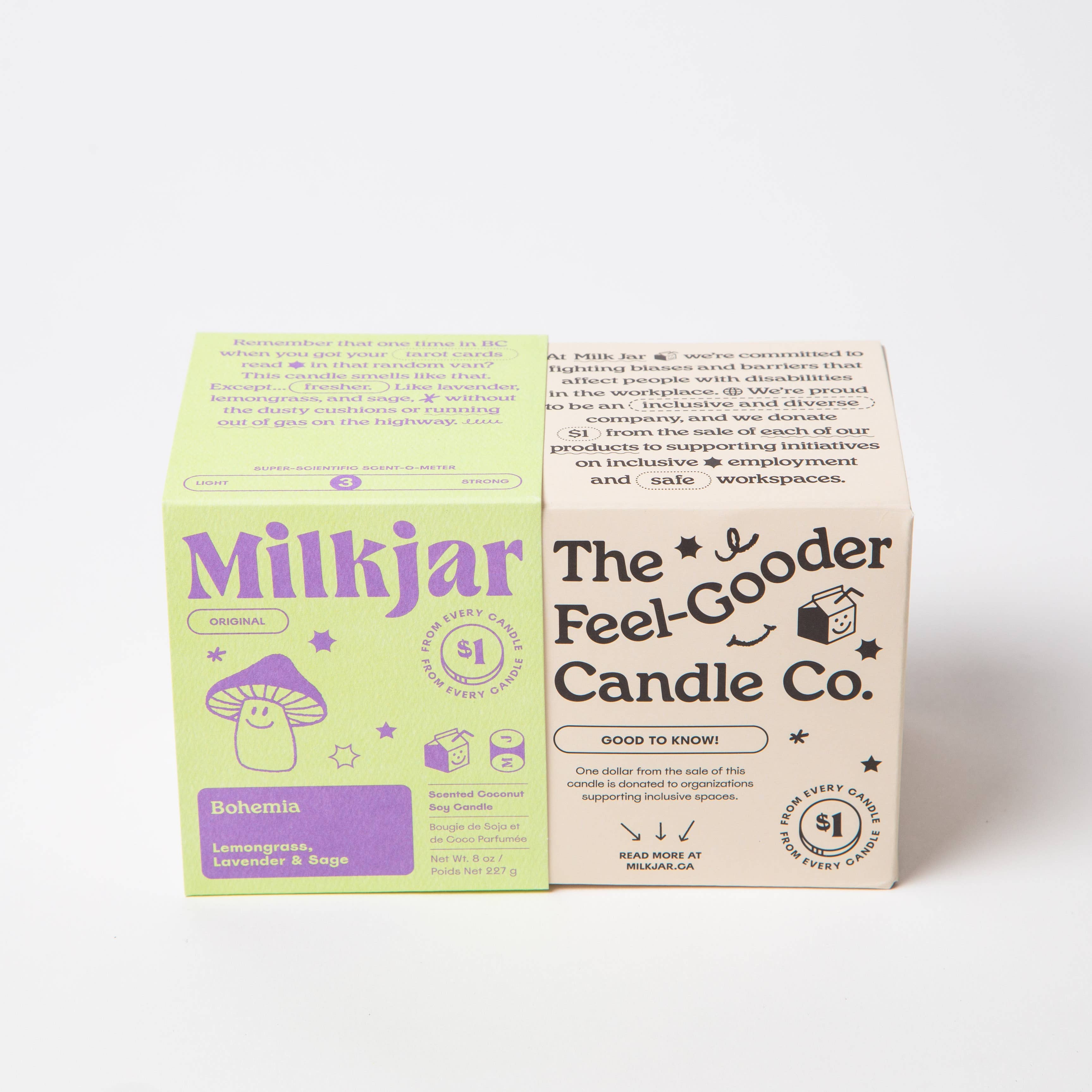 Milk Jar Candle Co. - Venta al por mayor Velas en tarros - Vela Bohemia de 8 onzas con citronela, lavanda y salvia, coco y soja9