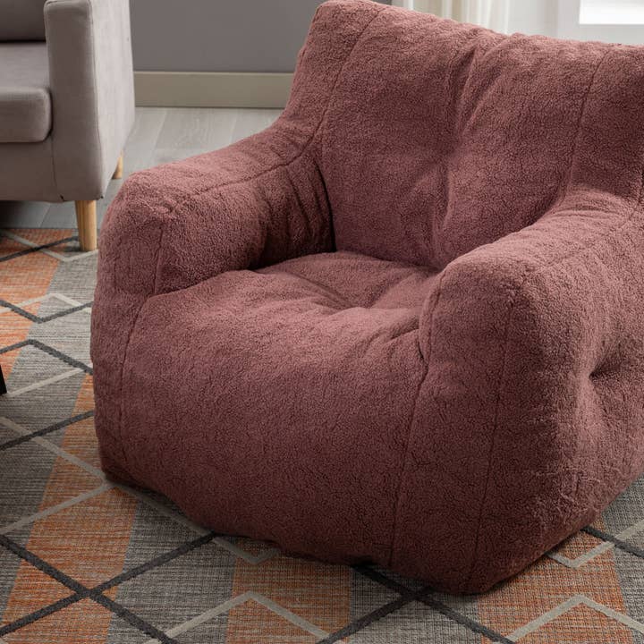 39F Inc. - Wholesale Chair - Tufted Teddy Fabric Bean Bag Chair with Ergonomic Backrest5
