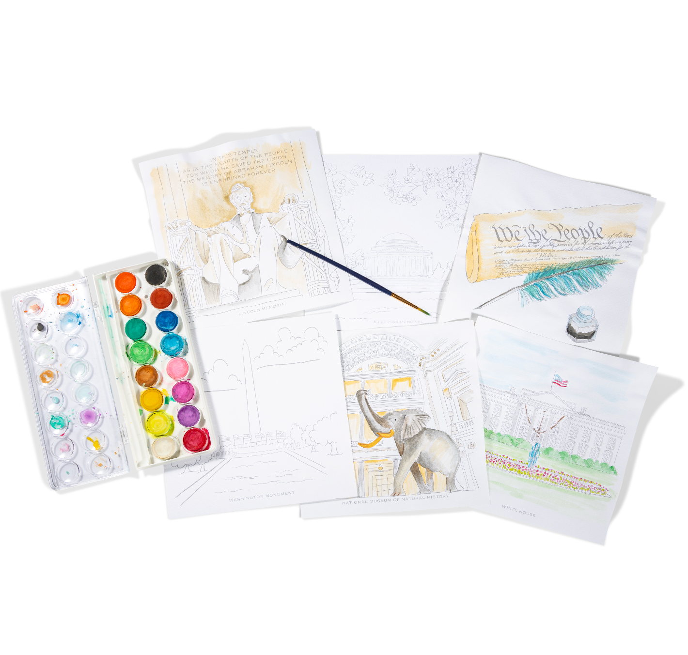 Color Box Design & Letterpress - Vente Kit de bricolage - Kit d'aquarelle de luxe | Collection Washington DC0