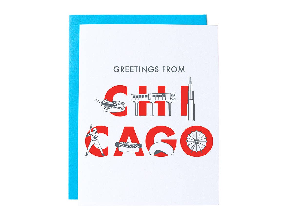 Maptote - Wholesale Everyday Greeting Card - Chicago Font Greeting Card — Souvenir, USA Made0