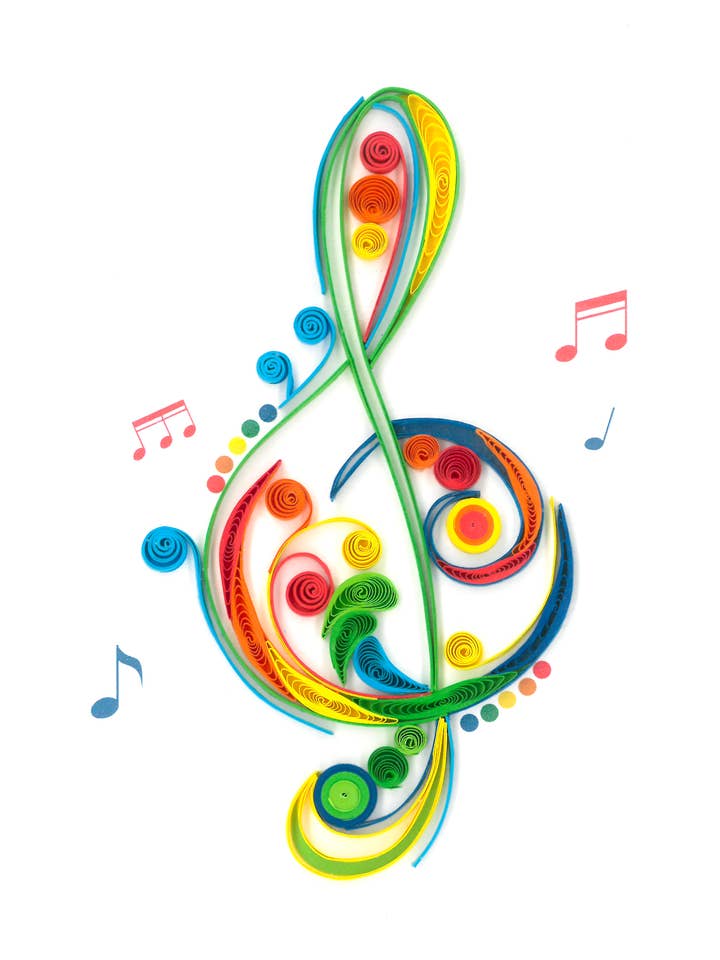 BLANK MUSIC GREETING CARD QUILLING ORIGAMO for wholesale by Notes & Queries, Inc.