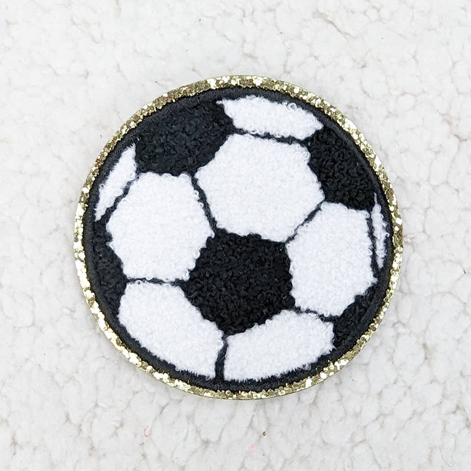 Trendy Transfers - Wholesale Patch - Soccer Ball Chenille Glitter HAT/POCKET Patch