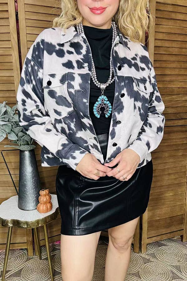 luluclothes - Wholesale Jacket - Women's - Cow printed suede long sleeve women jacket XCH164033